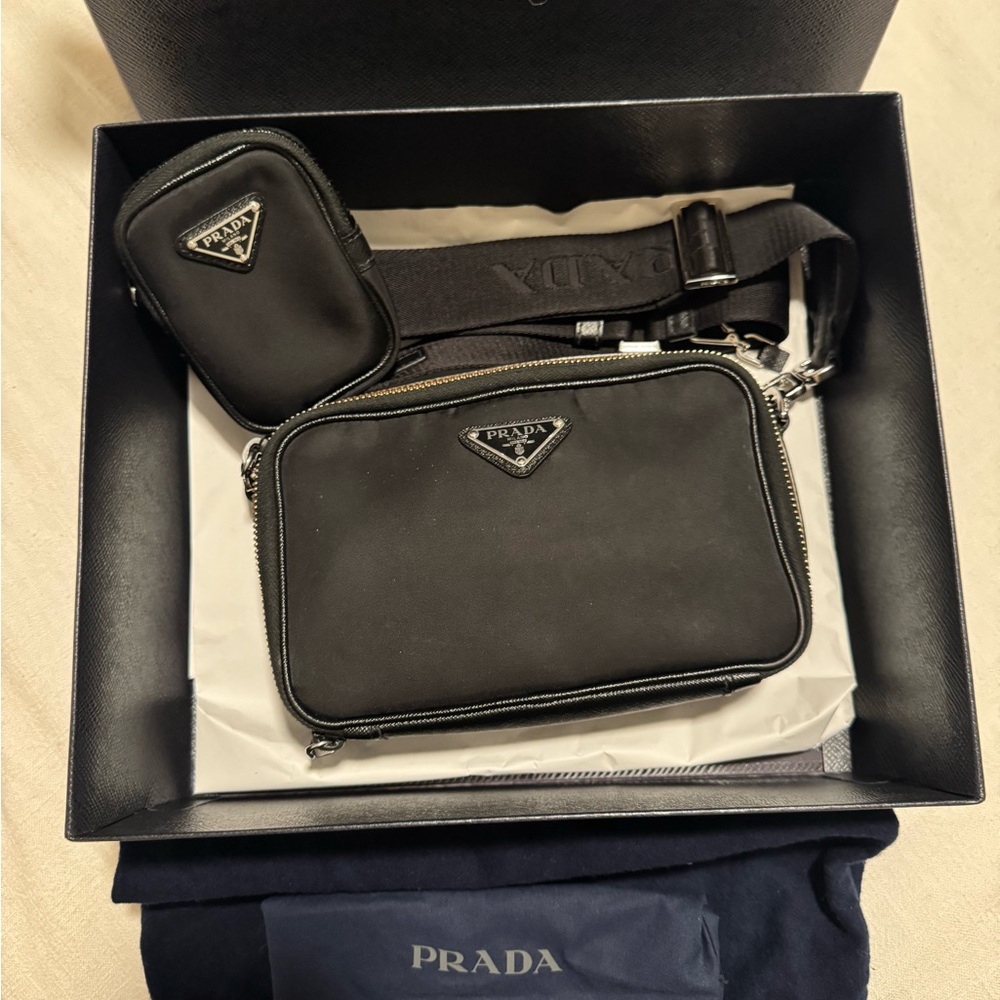 Prada Brique Crossbody Bag Re-Nylon with Saffiano Leather Small